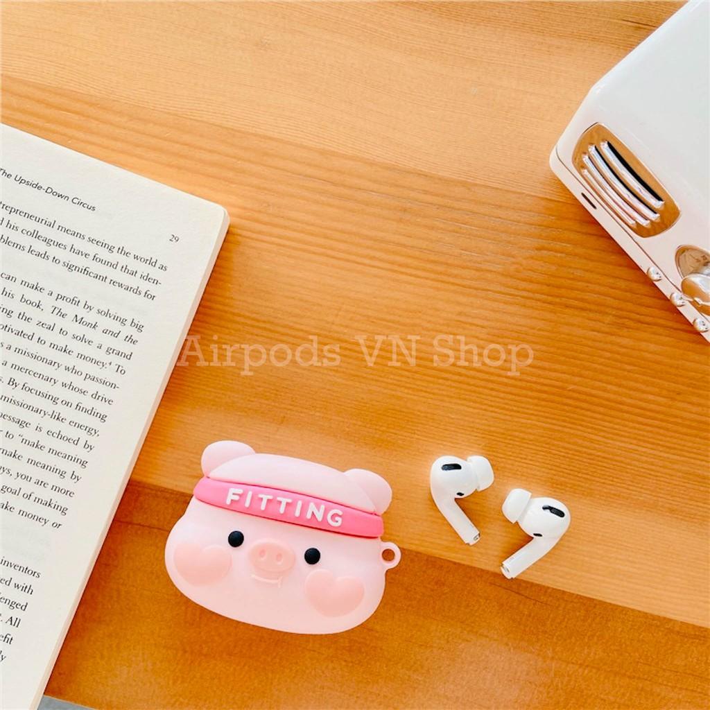 Bao Case Ốp dành cho Airpods 1/2 & Airpods Pro heo hồng thể dục kute silicon 3D cao cấp