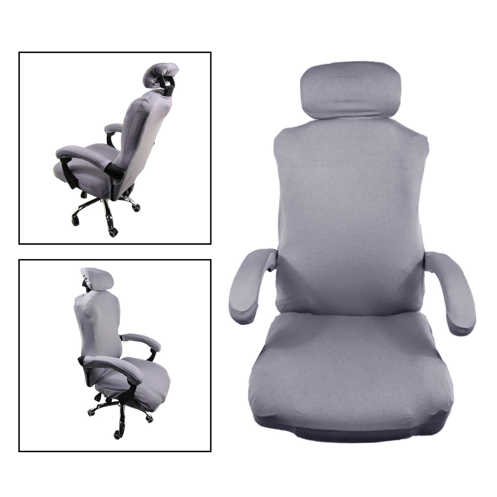 Office Armchair Cover Slipcover Soft Washable Polyester for Computer Chair Gray