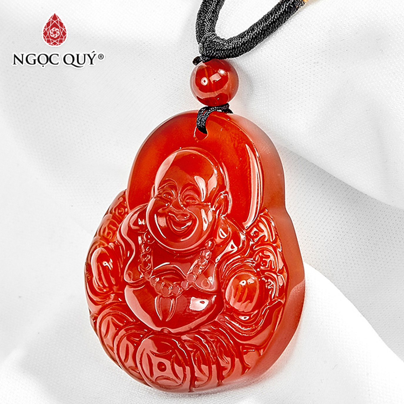 Mặt Dây Chuyền Phật Di Lặc Đá Mã Não Đỏ Mệnh Hỏa, Thổ - Ngọc Quý Gemstones - 4.5Cm