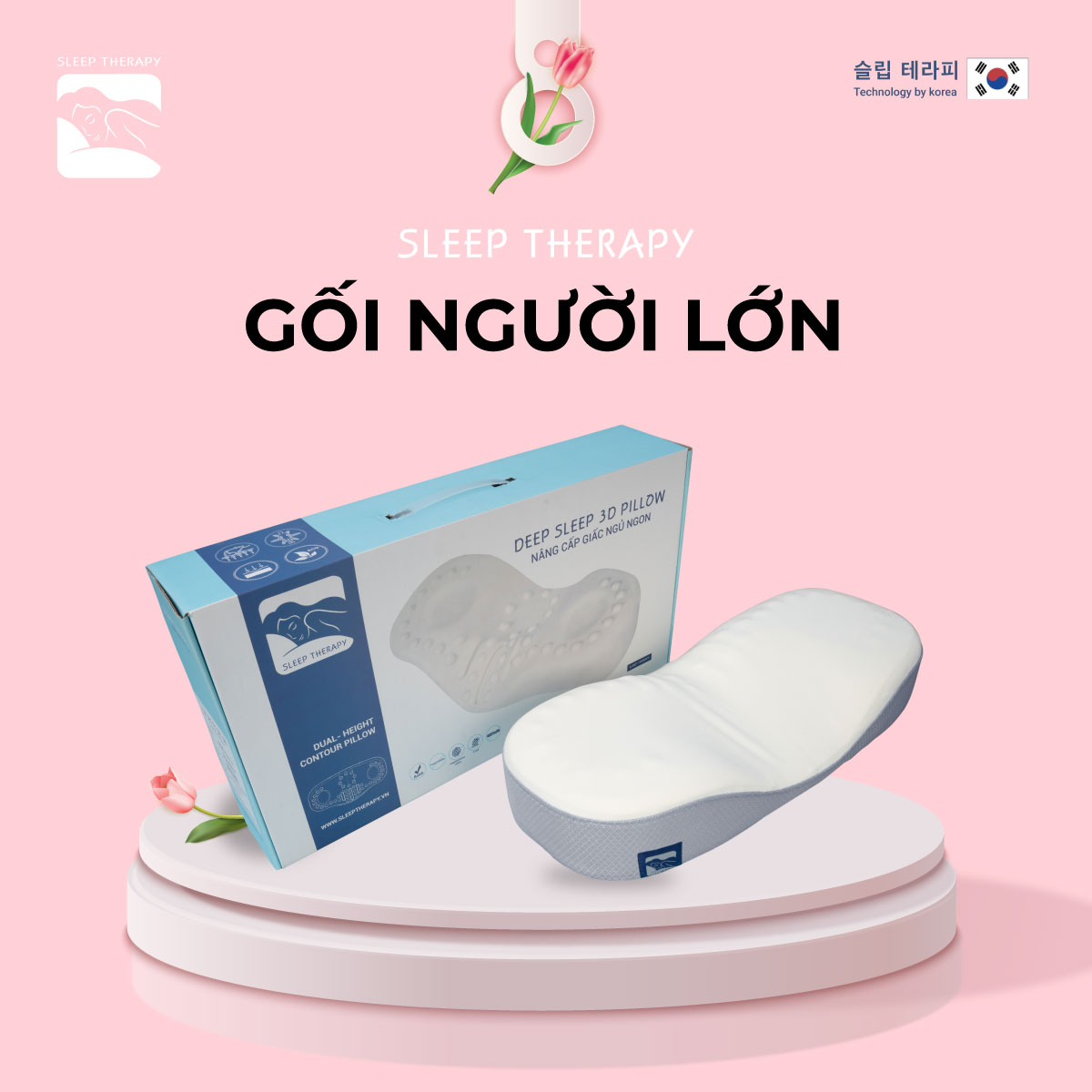 Gối ngủ ngon giảm đau vai gáy cổ người lớn - Sleep Therapy - Memory Foam