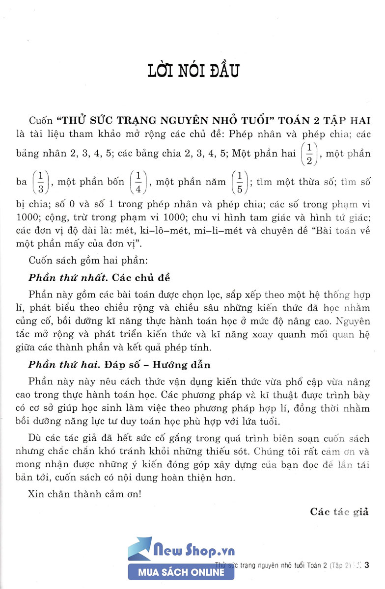 Thử Sức Trạng Nguyên Nhỏ Tuổi Môn Toán Lớp 2 - Tập 2 (Biên Soạn Theo Chương Trình Mới)