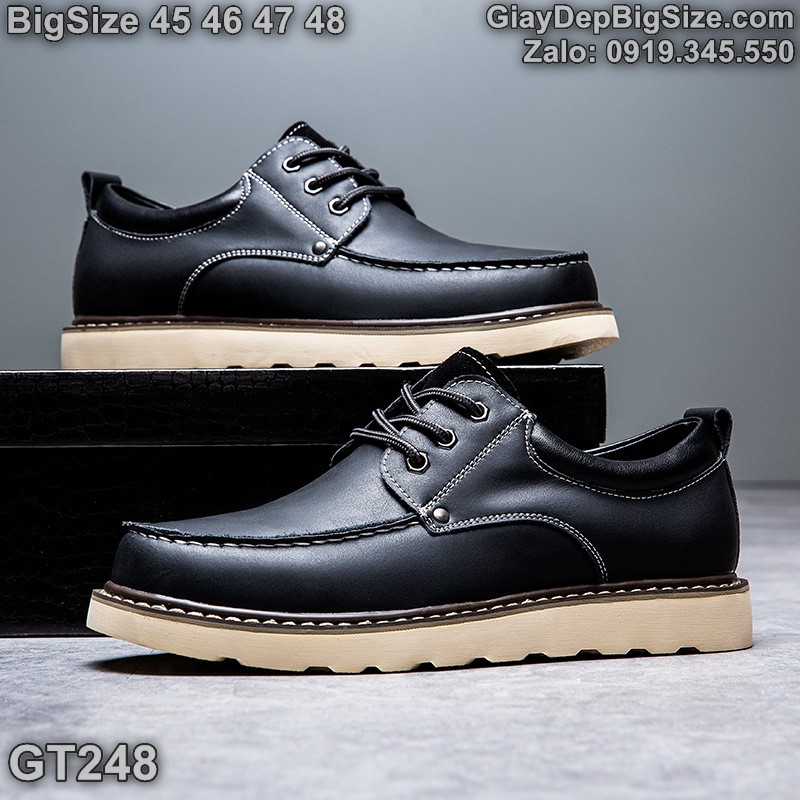 Giày da công sở, giày tây đế phẳng cỡ lớn 45 46 47 48 cho nam cao to chân ú bè. Big size leather shoes for wide feet