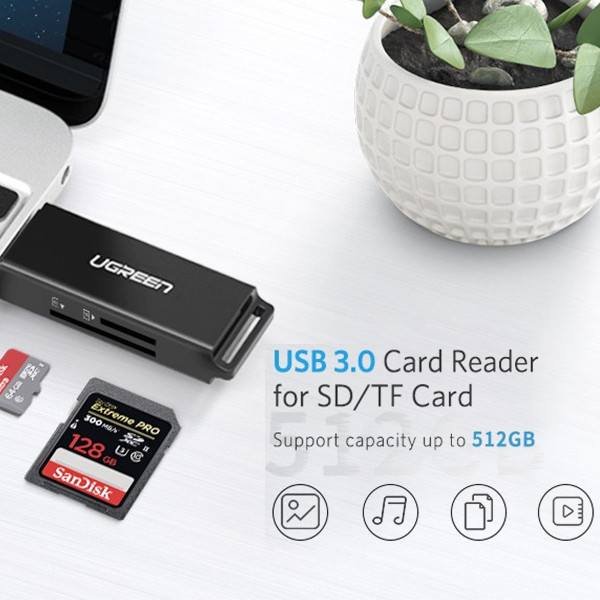 Đầu Đọc Thẻ Nhớ SD/TF USB 3.0 chính hãng Ugreen 40752