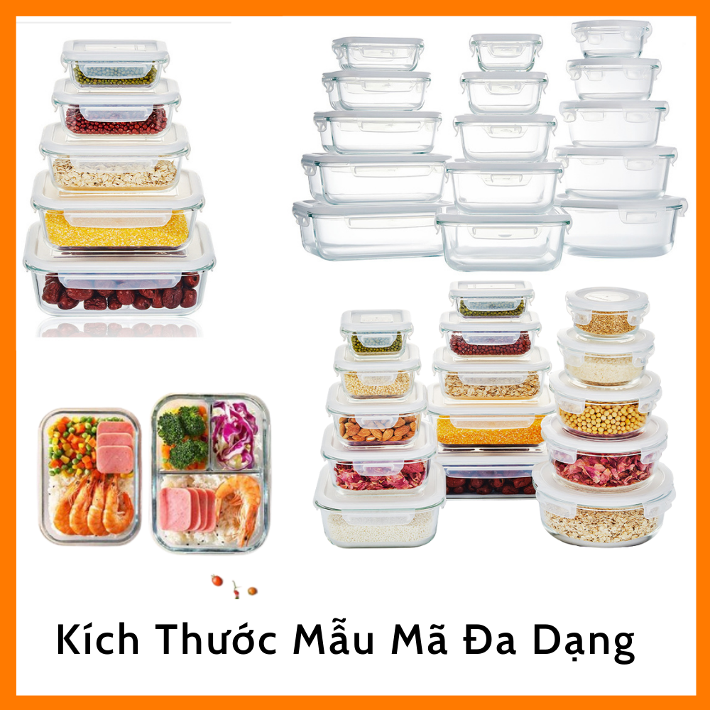 Mua 2 TẶNG 1 Bộ Hộp Đựng Thức Ăn Hộp Cơm Bảo Quản Thực Phẩm Thủy Tinh Chịu Nhiệt