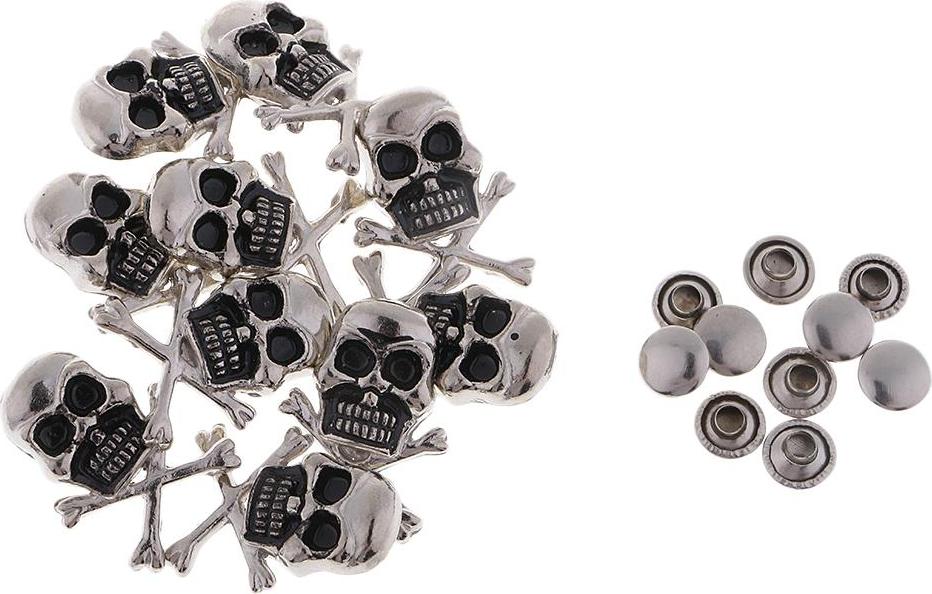 10 Bộ Kim Loại Đầu Lâu Đinh Tán Đinh Nhọn Leathercraft Punk Cho Túi Quần Jean Dây Trang Trí