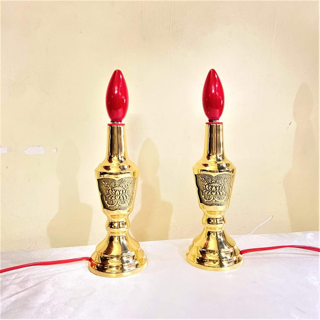 Đèn Thờ Cúng Gia Tiên Dáng Nến Bằng Đồng