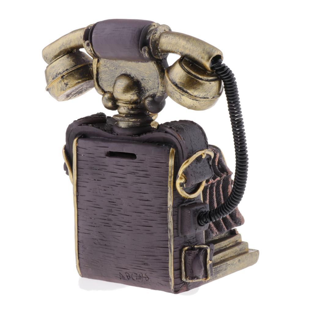 Retro Desktop Telephone Figurine Crafts Set Display Home Wine Cabinet Decor