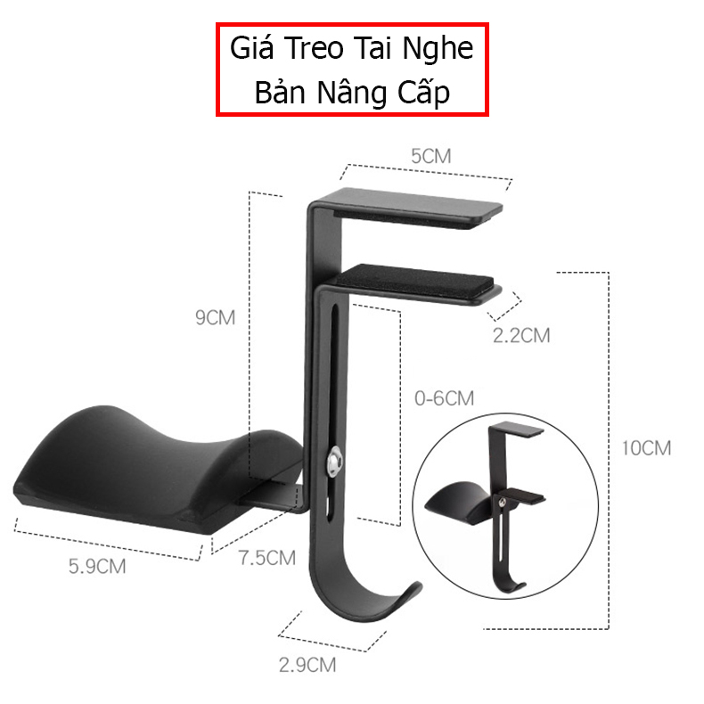 Giá Đỡ Treo Tai Nghe Chụp Tai, Headphone, Kẹp Cạnh Bàn Thông Minh; Vật Liệu Kim Loại, Thiết Kế Sang Trọng; Hàng Nhập Khẩu