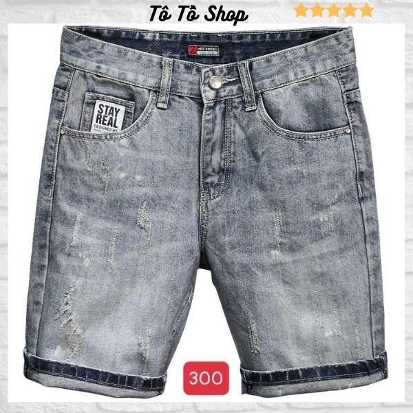 Quần Sọt Nam, Quần Short Jean Nam Chất Bò co giãn phối xước cực đẹp form chuẩn Tô Tồ Shop - MS04