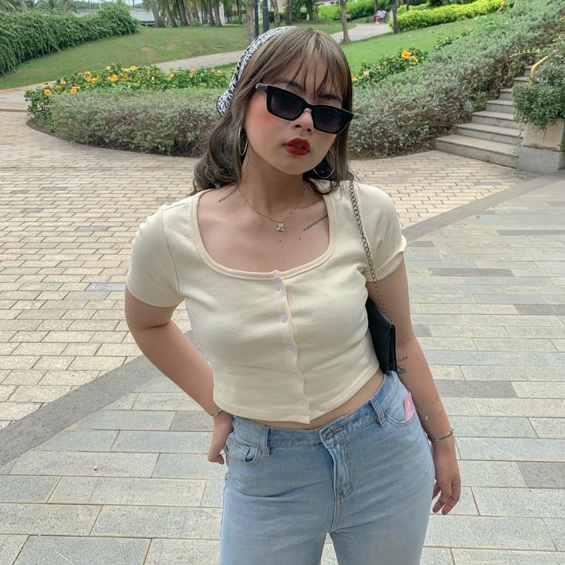 ÁO CROPTOP NÚT