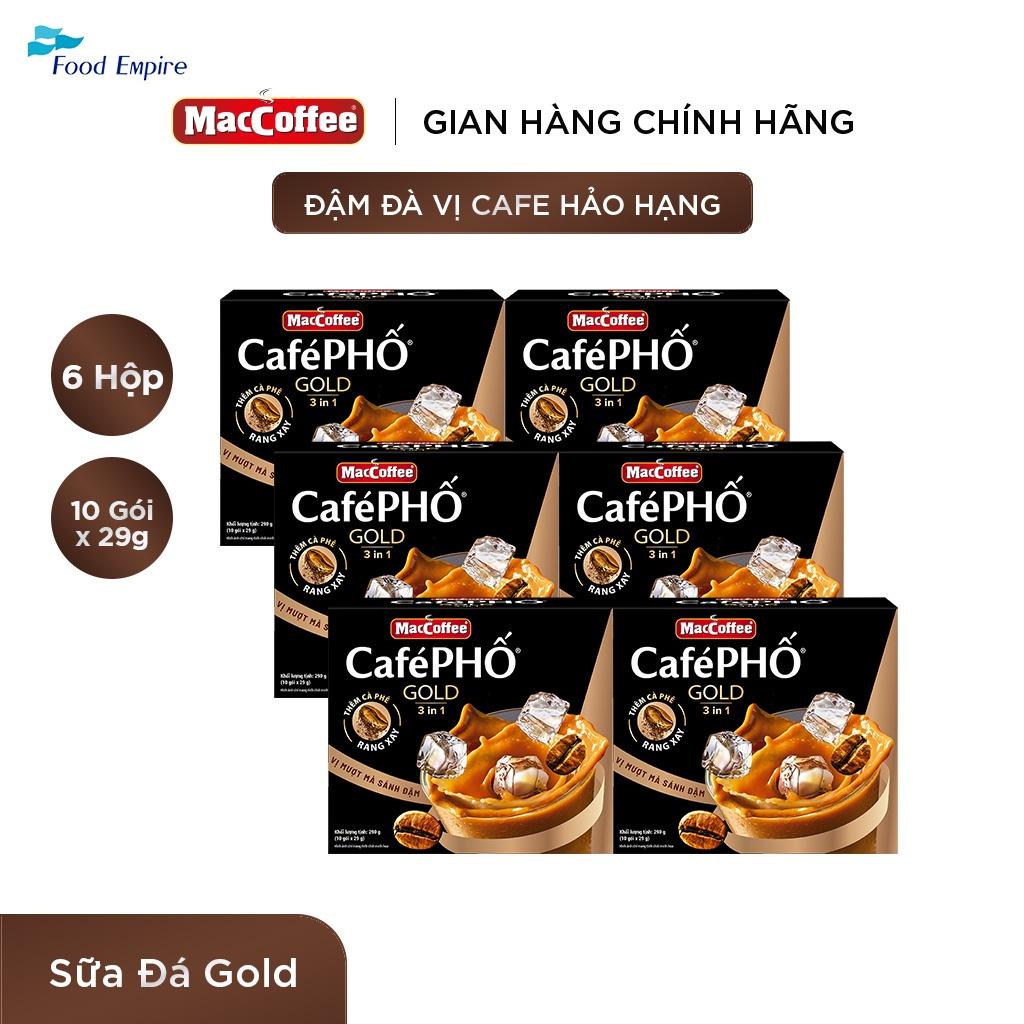 Combo 6 Hộp cà phê Phố sữa đá GOLD - MacCoffee (hộp 10 gói x 28g)