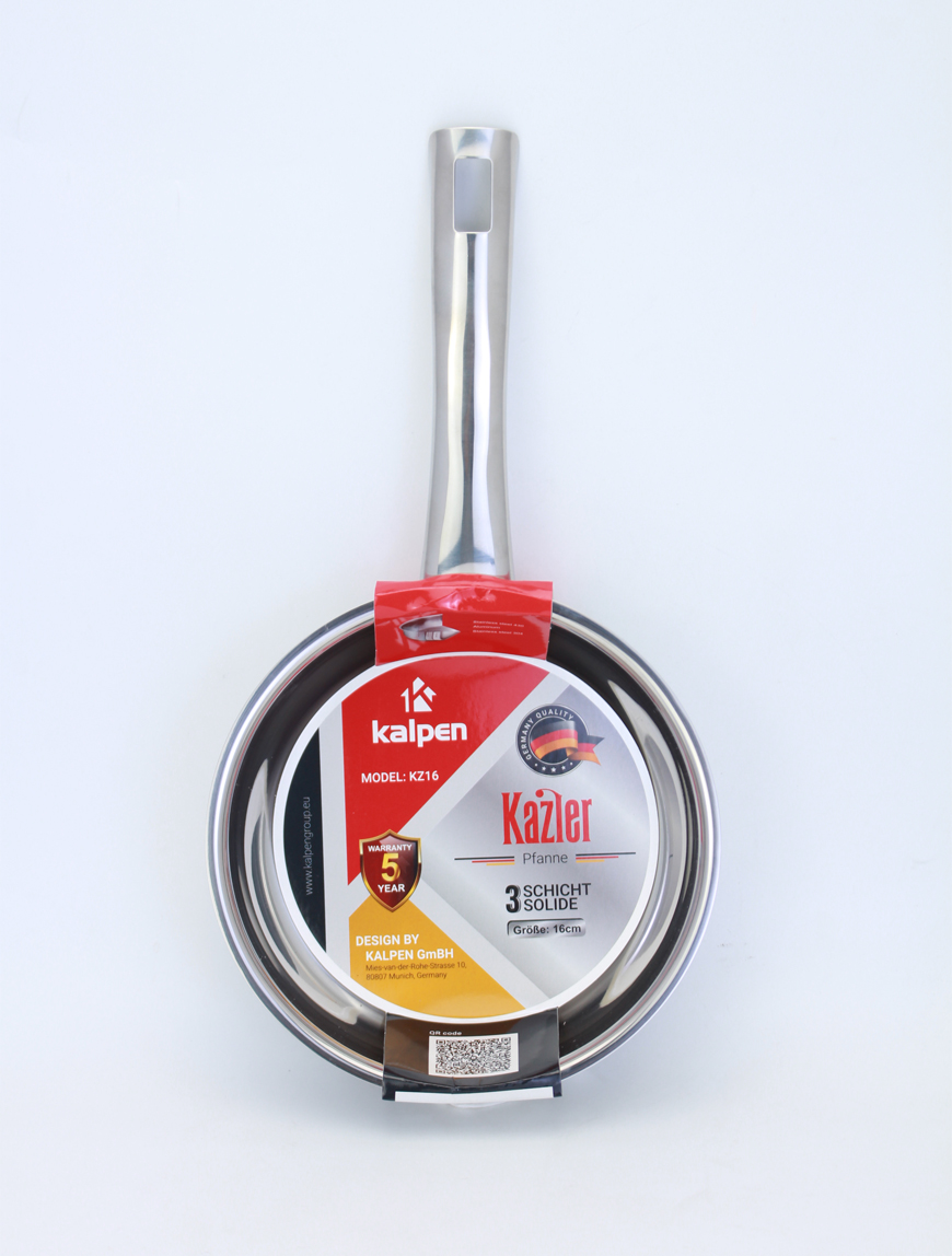 Chảo Inox 3 Lớp Liền Khối Không Chống Dính Kalpen Kazler 16cm - Hàng chính hãng