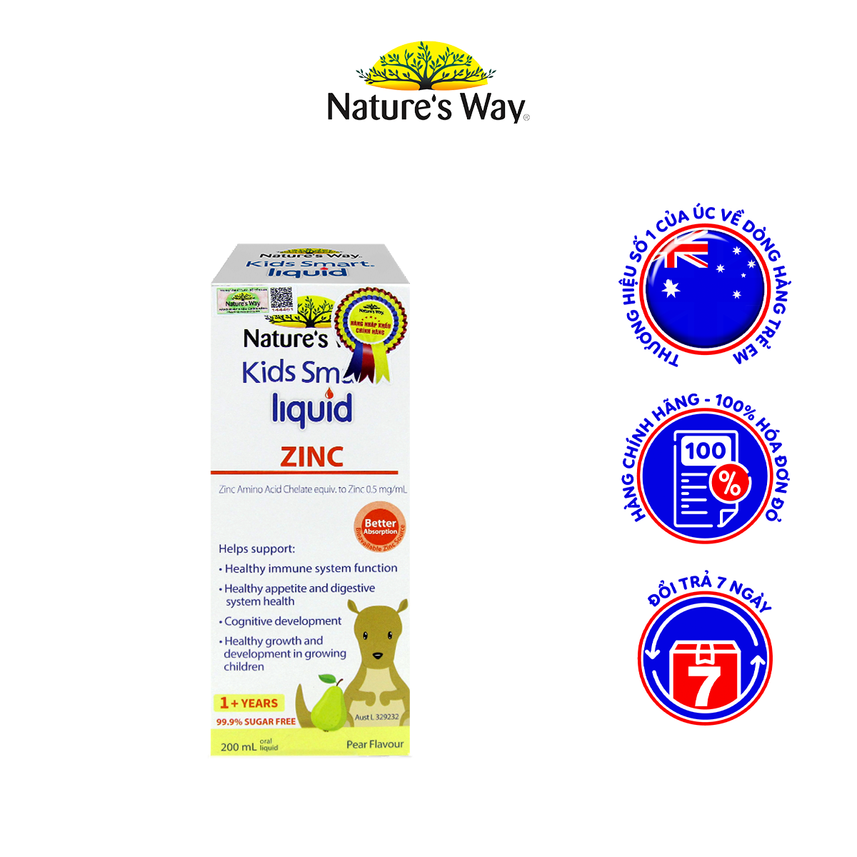 Siro Uống Nature's Way Kids Smart Liquid Zinc Bổ Sung Kẽm, Tăng Sức Đề Kháng Cho Bé 200ml