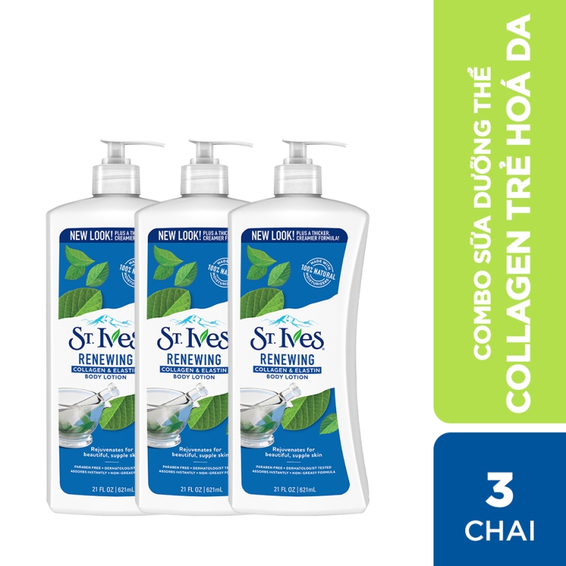 Combo 3 chai Sữa dưỡng thể St.Ives Collagen trẻ hóa da 621ml