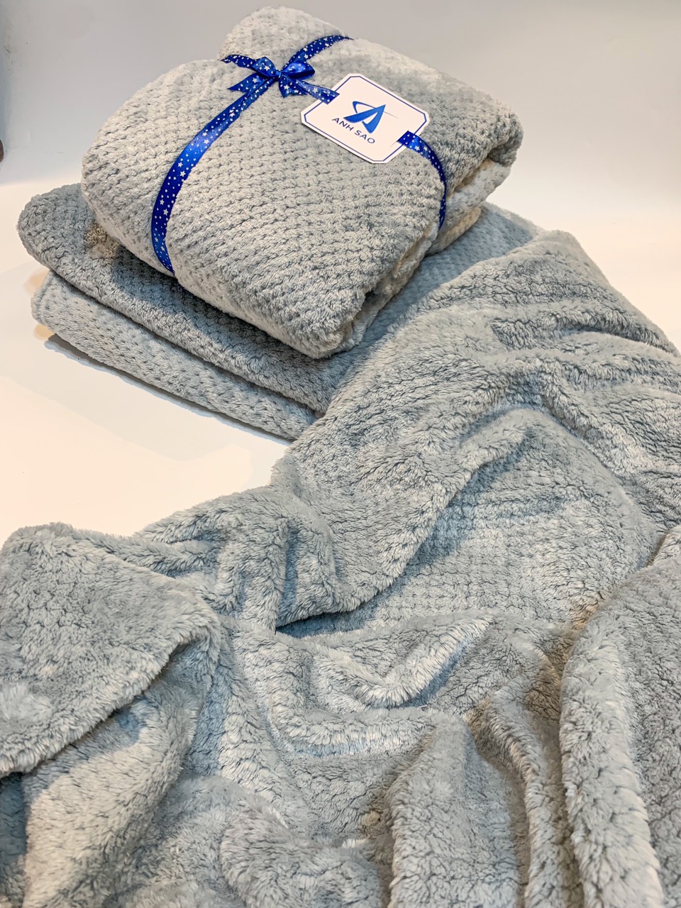 Mền lông cừu vân hạt bắp vải microfiber cao cấp A 1m6x2m  - mềm mại, ấm áp, thấm hút tốt