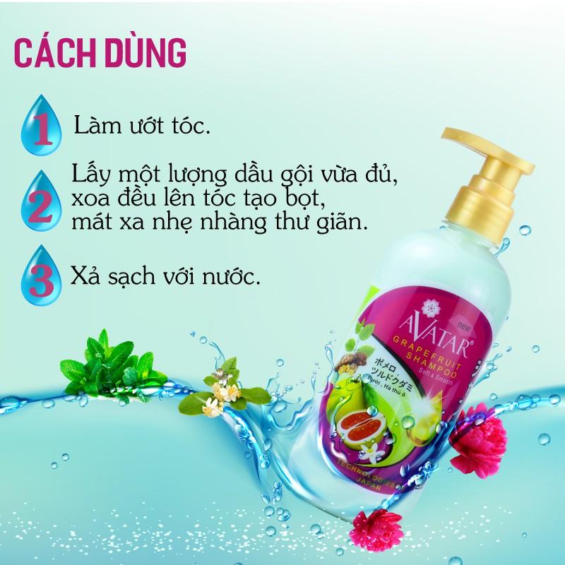 Dầu gội thảo mộc AVATAR chiết xuất Bưởi &amp; Hà thủ ô ngăn ngừa bạc sớm kích thích mọc tóc