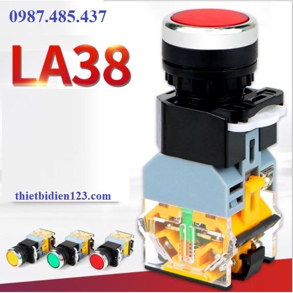 Nút nhấn nhả có đèn 220v LA38-11 Phi 22mm 1 NO + 1NC