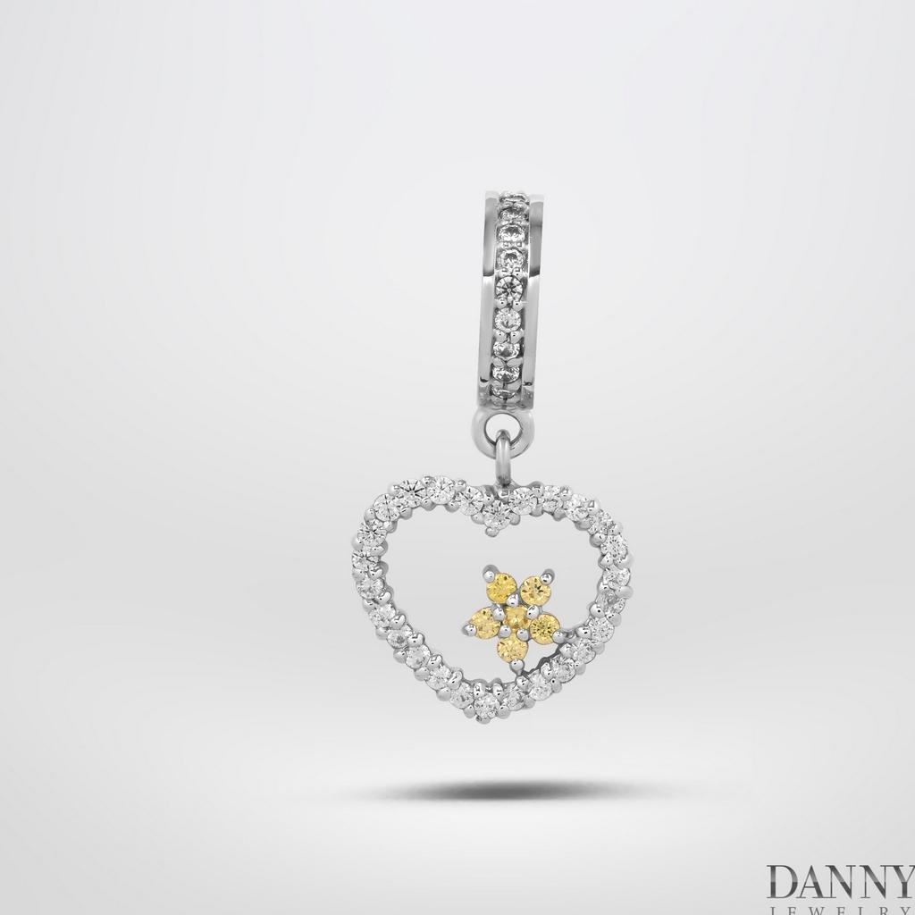 Charm Bạc 925 Danny Jewelry Hình Trái Tim Lồng Ngôi Sao Đính Đá CZ PK002S Xi Rhodium/Vàng hồng