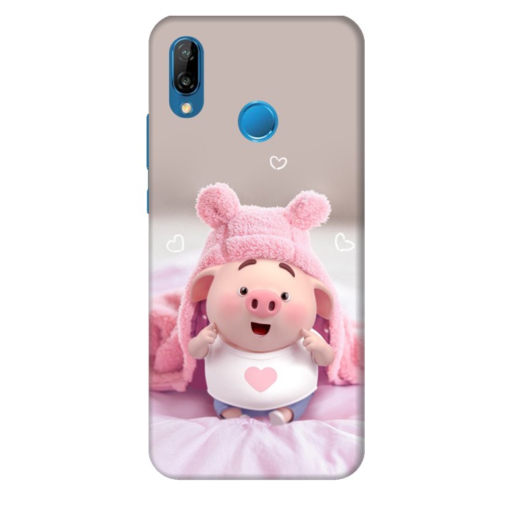 Ốp lưng nhựa cứng nhám dành cho Huawei Nova 3E in hình Heo Dễ Thương