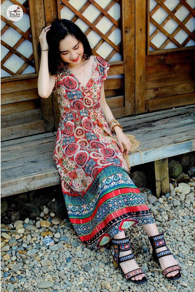 Váy maxi đồng xu