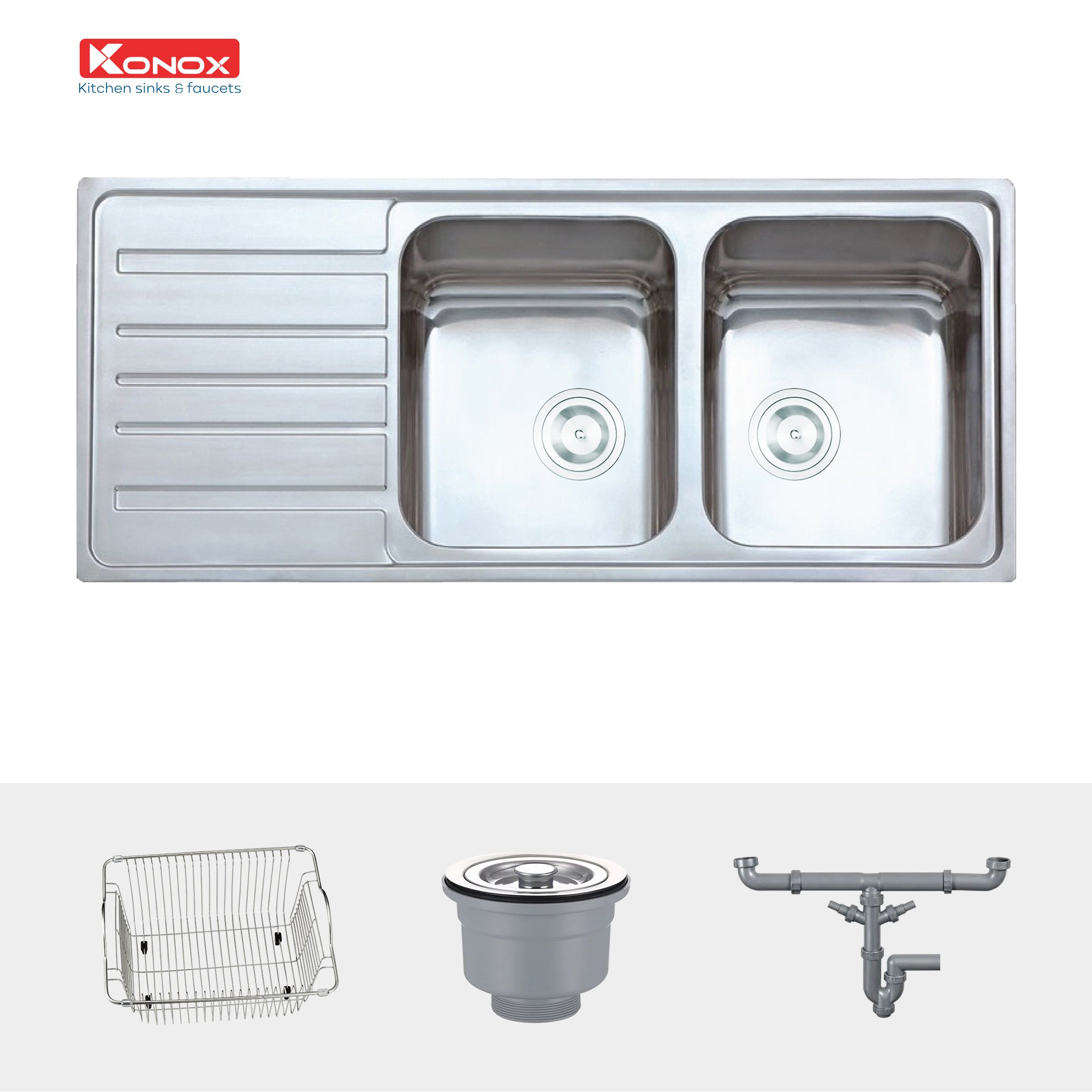 Chậu rửa bát Konox, European Series, Model Artusi KS11650 1D , Inox 304AISI tiêu chuẩn châu Âu, 1160x500x215(mm), Hàng chính hãng