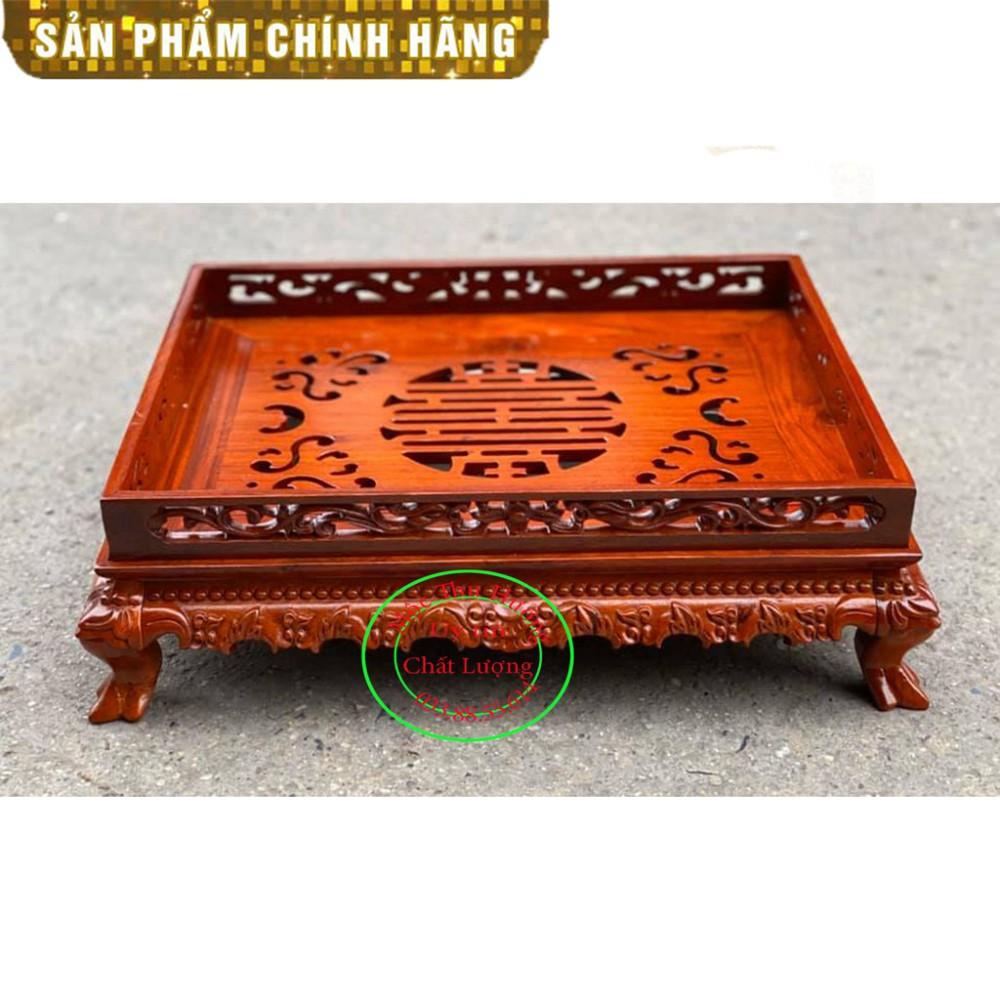 Khay Trà Chân Qùy Bằng Gỗ Hương - Khay trà rồng trầu gỗ