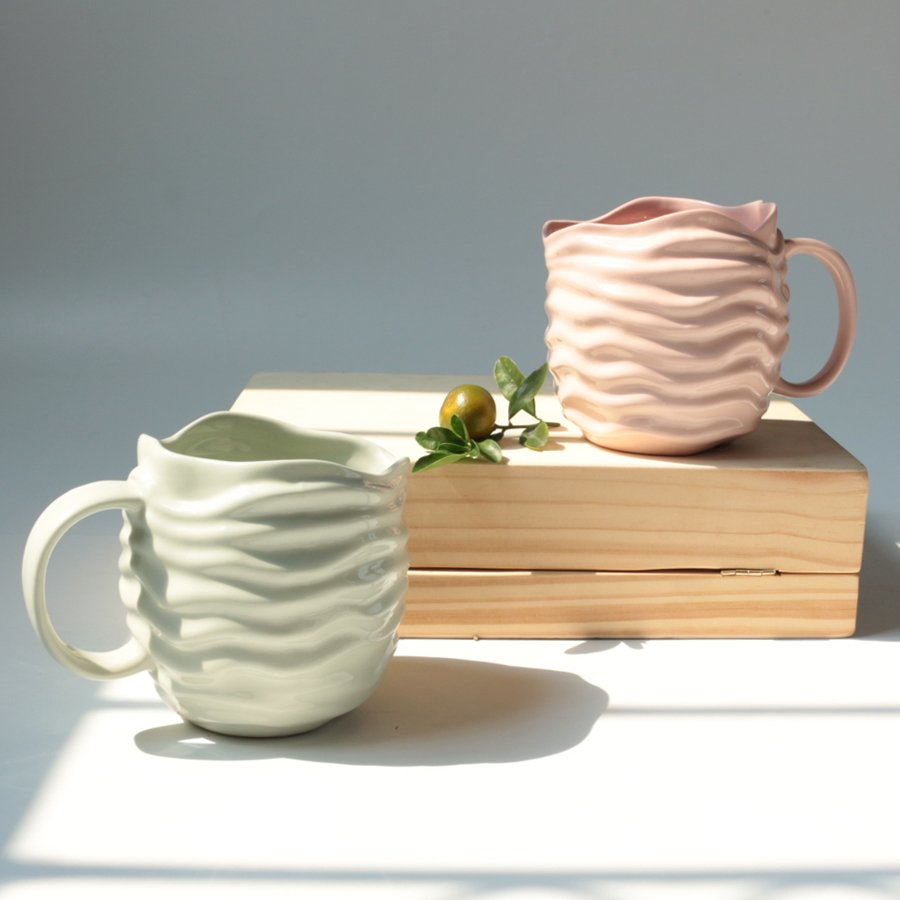 Ly sứ màu Pastel ocean sóng nước 600ml / Cốc sứ màu Pastel Ocean lượn sóng - Pastel porcelain cup