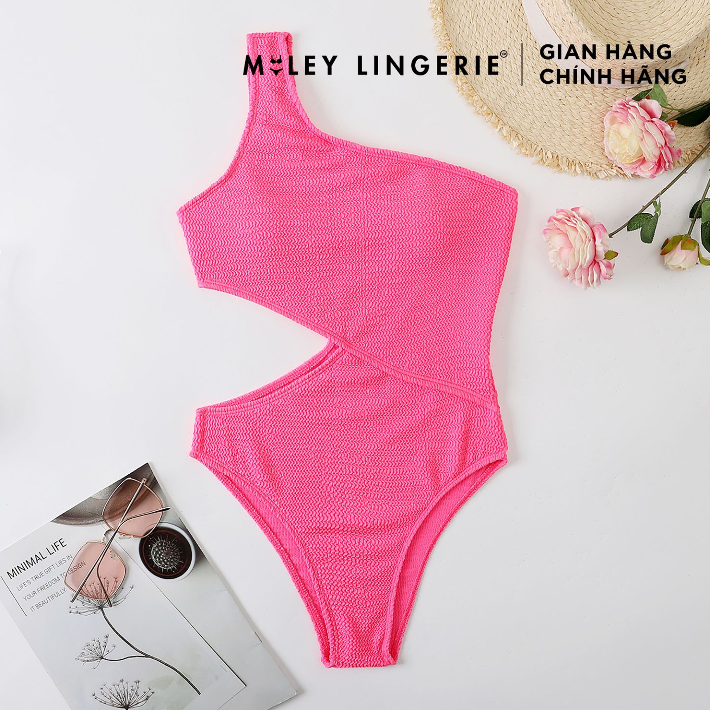 [VOUCHER 50K][MUA 2 GIẢM 8%] Bộ Đồ Bơi Một Mảnh Cho Nữ Cut-out Thời Trang Basic Tôn Dáng Hot Pink Miley Lingerie - SPS01