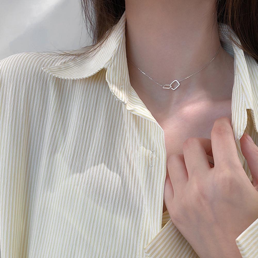 Vòng Cổ Choker Mặt Vuông Tròn Và Vuông Đơn Giản Sang Trọng Cho Nữ