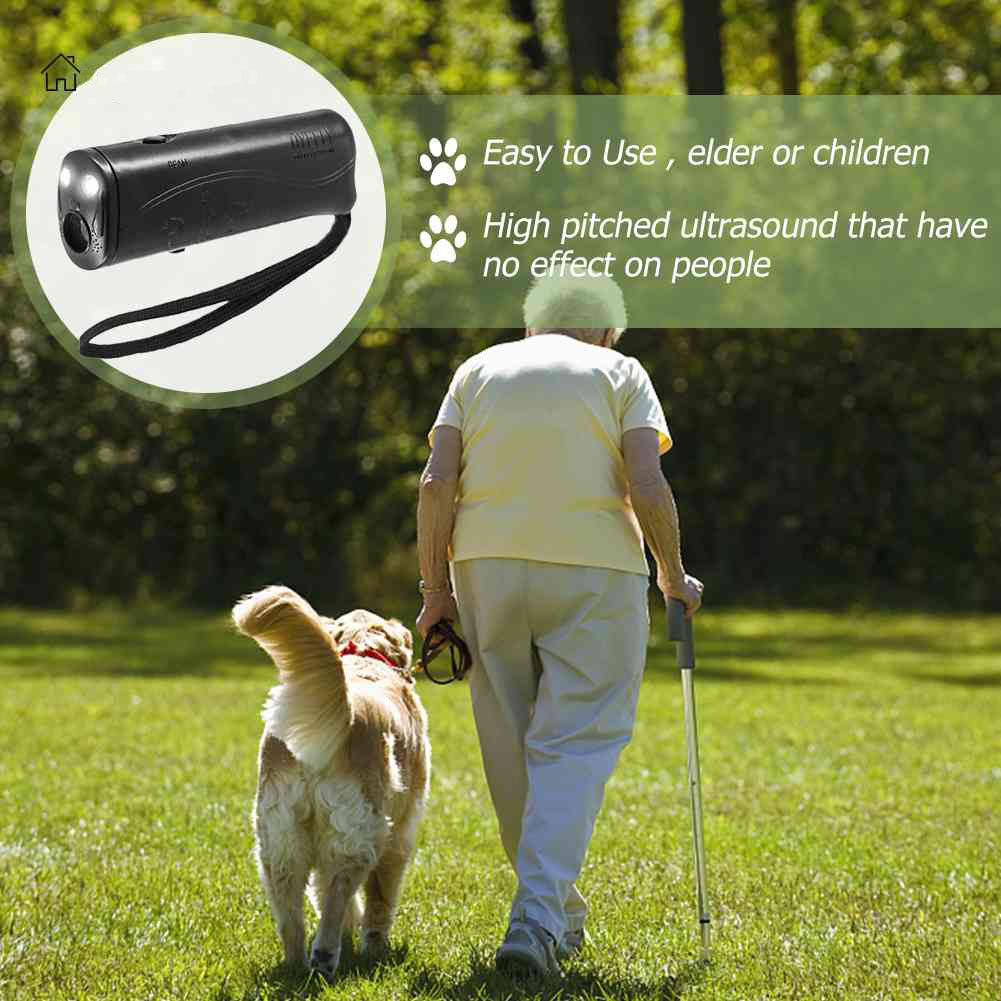Thiết Bị Đuổi Chó Bằng Nhựa Sử Dụng Sóng Siêu Âm Có Đèn LED-Màu Vàng