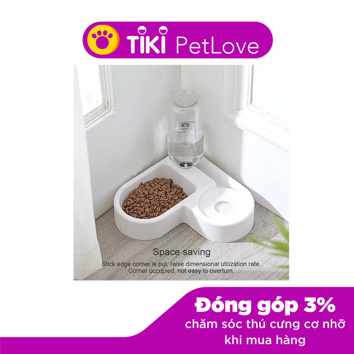 Bát ăn để góc tường cho chó mèo gọn gàng - Genyo bowl for pet 057 ( màu giao ngẫu nhiên )