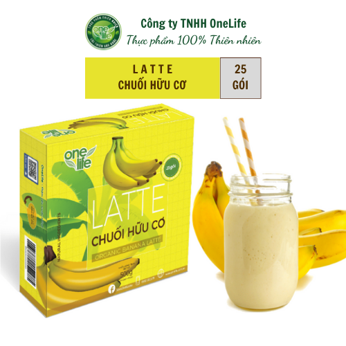 Trái Cây Sạch - Latte Chuối Hữu Cơ OneLife - Sinh Tố Chuối (Hộp 25 gói)