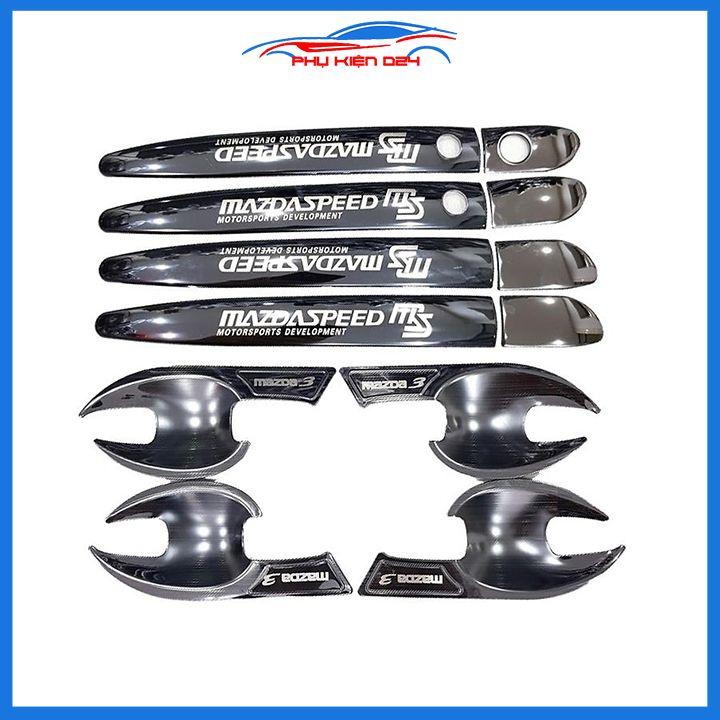 Ốp tay hõm vân cacbon/mạ crom/titan Mazda 3 2015-2016-2017-2018-2019 sáng bóng chống trầy bảo vệ cửa xe ô tô