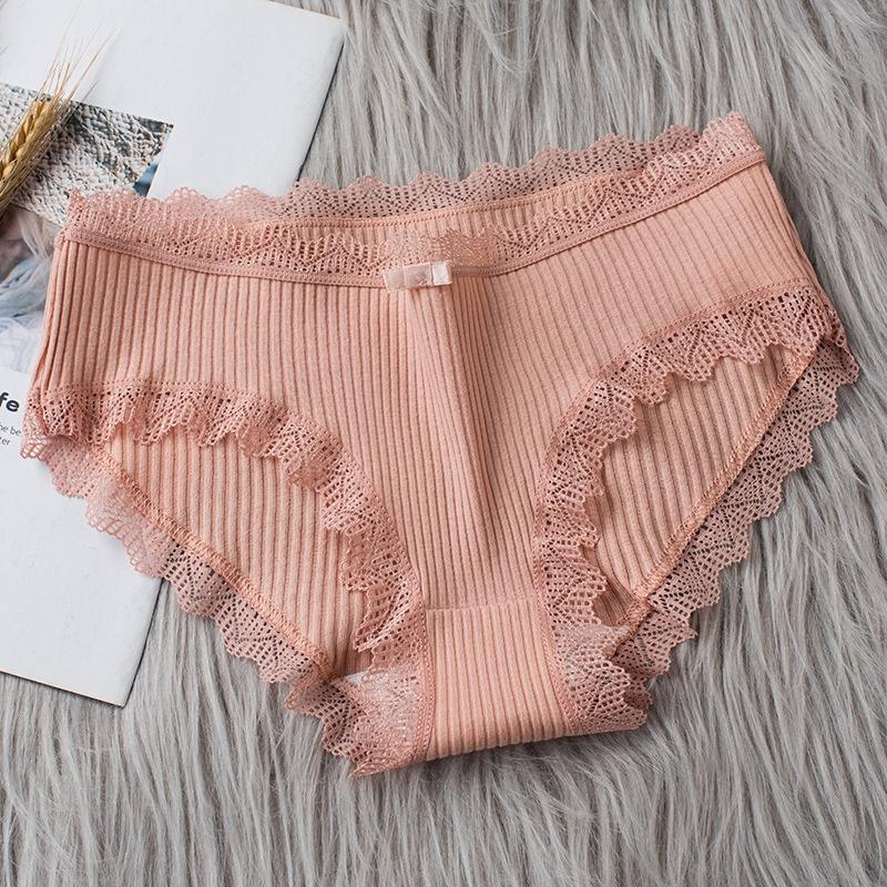 Set 10 quần lót nữ cotton gân tăm kháng khuẩn viền ren sexy QL05