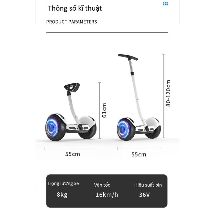 Xe cân bằng điện 2 bánh Smart Balance 10 inch, kèm sạc nhanh, 2 tay điều khiển và chân kẹp - Phát nhạc Bluetooth App