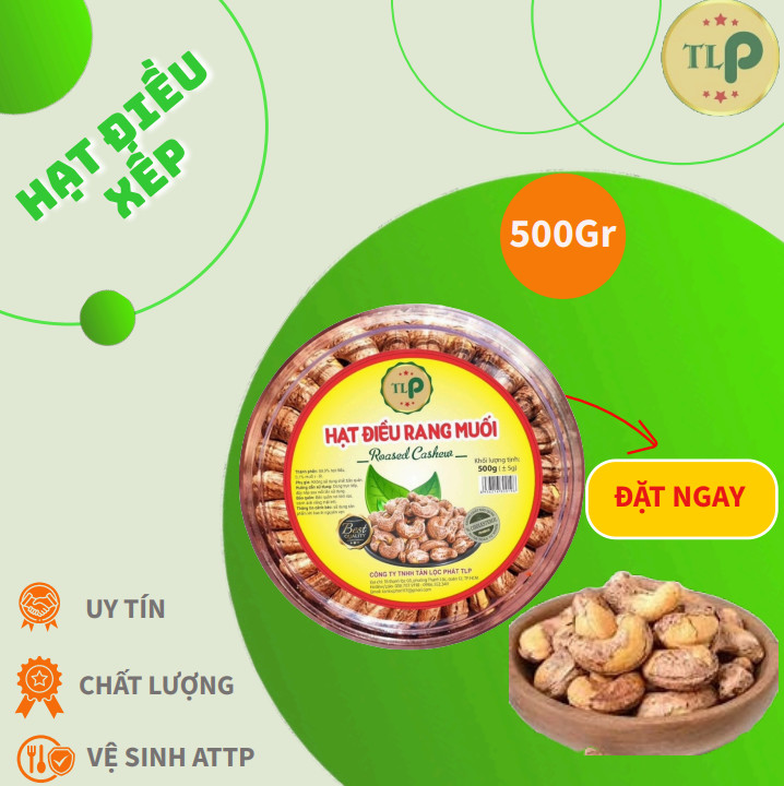 500G HẠT ĐIỀU RANG MUỐI HẠT TO ĐỀU ĐẸP TLP