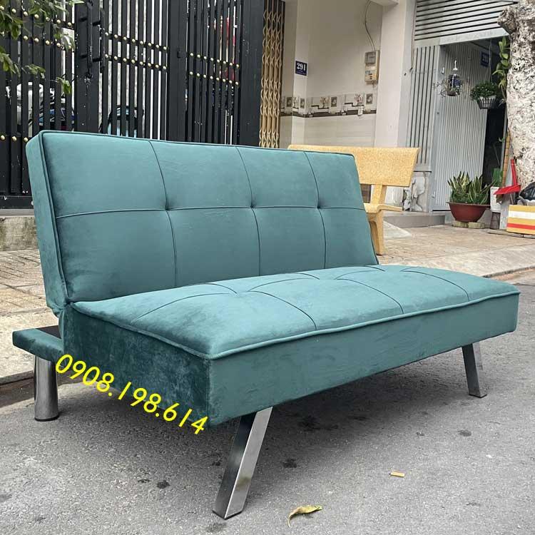 Ghế salon mini 1m2 nhỏ gọn màu xanh rêu vải nhung giá rẻ cho phòng khách nhỏ - Sofa Giường Thông Minh