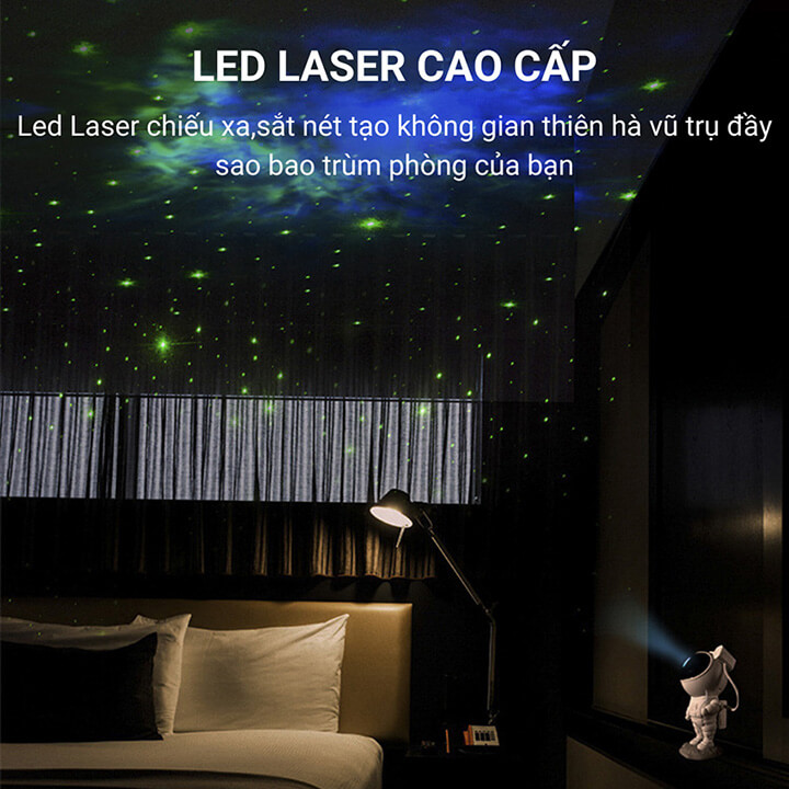 Đèn phi hành gia chiếu sao thiên hà Laser mẫu mới có điều khiển từ xa, đèn ngủ chiếu sao vũ trụ trang trí phòng ngủ