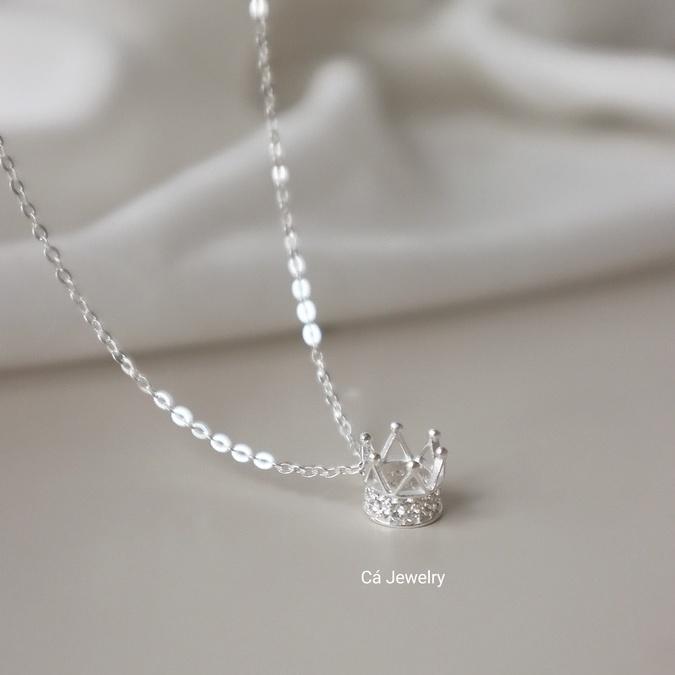 Dây chuyền nữ vòng cổ nữ bạc s925 vương miện tròn Cá jewelry DC21
