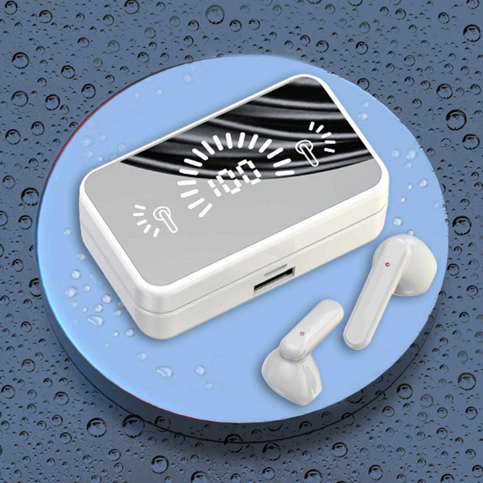 Mini Wireless Earbuds Earphones Touch Function Headphones Lightweight Heavy Bass Mirror with HD Mic Meeting