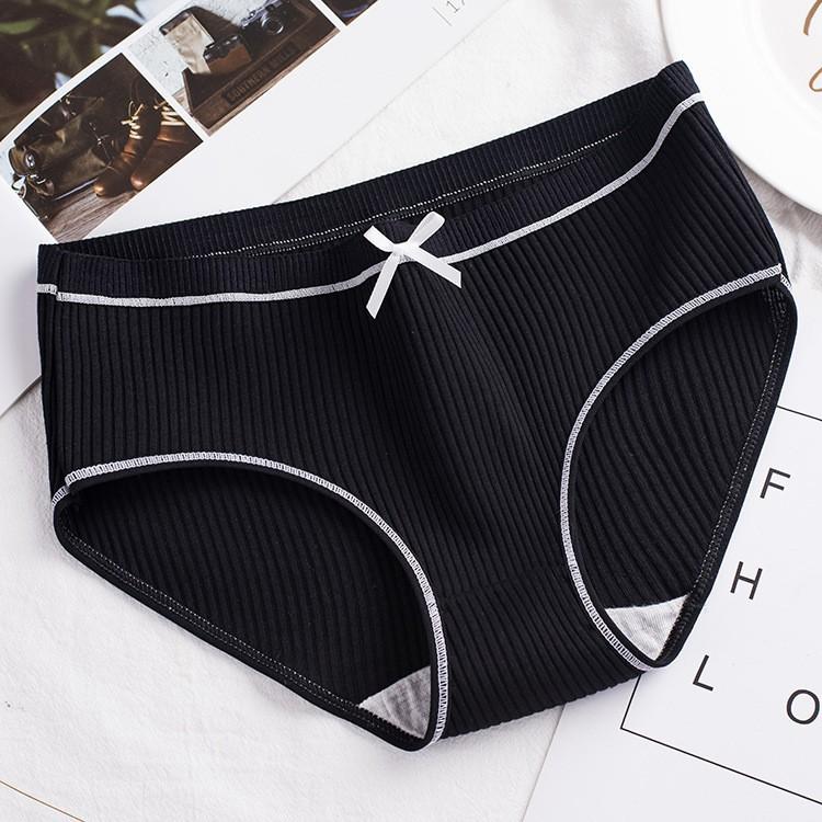Sét 10 quần lót nữ cotton gân tăm phối nơ cực xinh xuất Nhật