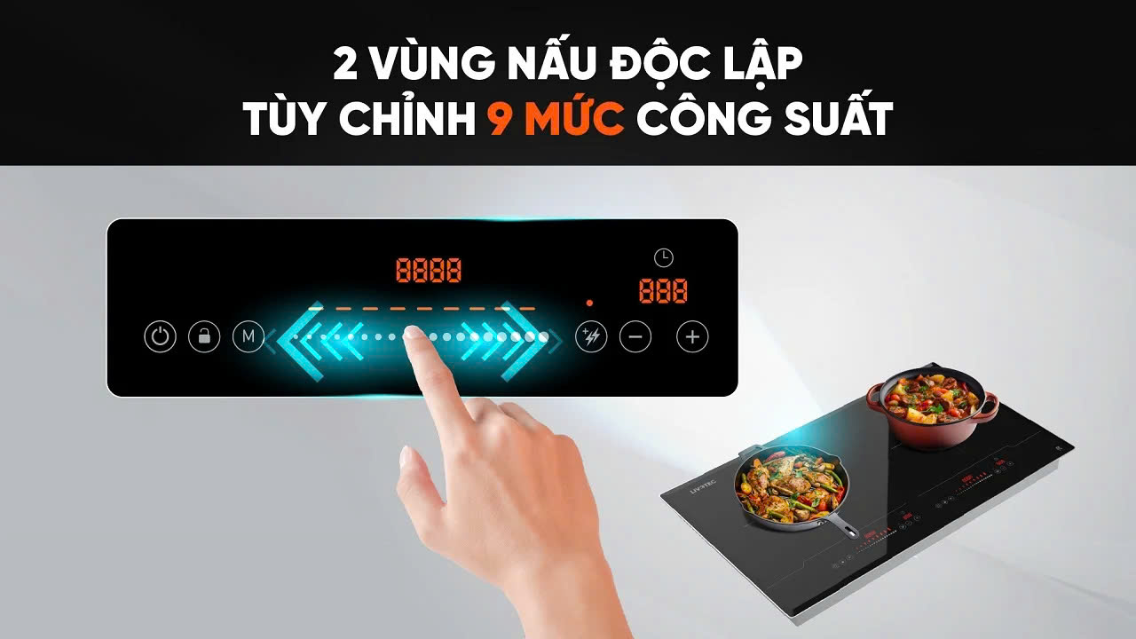 Bếp điện từ đôi Livotec LID-888 4.000W 9 mức công suất - Miễn phí vận chuyển toàn quốc - Bảo hành 24 tháng - Hàng chính hãng