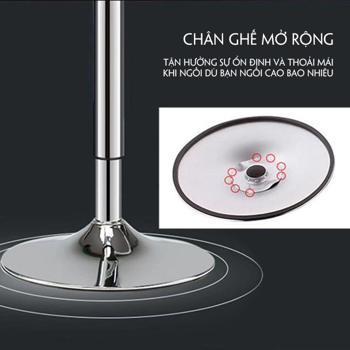 Ghế trang trí góc bếp nhà bạn, Ghế ngồi quầy bar inox sang trọng nâng hạ xoay 360 độ tiện lợi