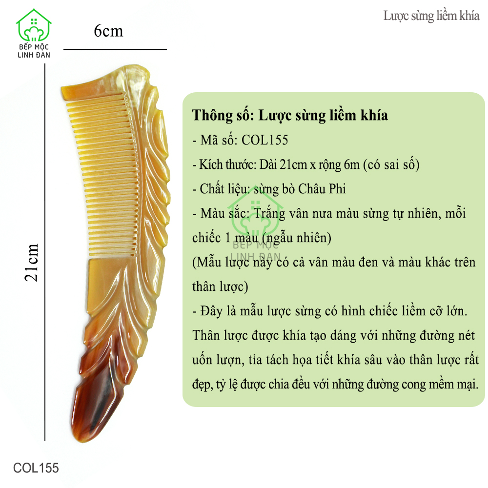 Lược Sừng Xuất Nhật (Size: XL - 21cm) Mẫu Lược Khía Cao Cấp [COL155]