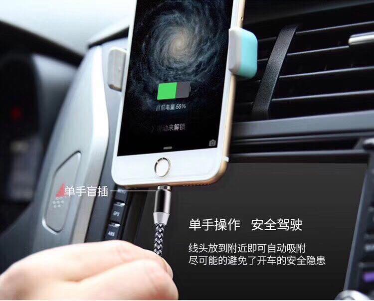 Cáp Sạc Nam Châm Xoay 360 Độ dành cho Iphone + Samsung + Usb Type C - Bọc Dù