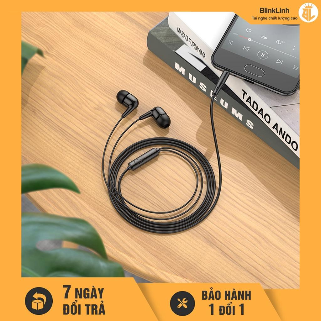 Tai nghe H.O.C.O có dây giá rẻ jack 3.5mm chân tròn, tai nghe màu trắng, màu đen,Tai nghe có mic giá rẻ