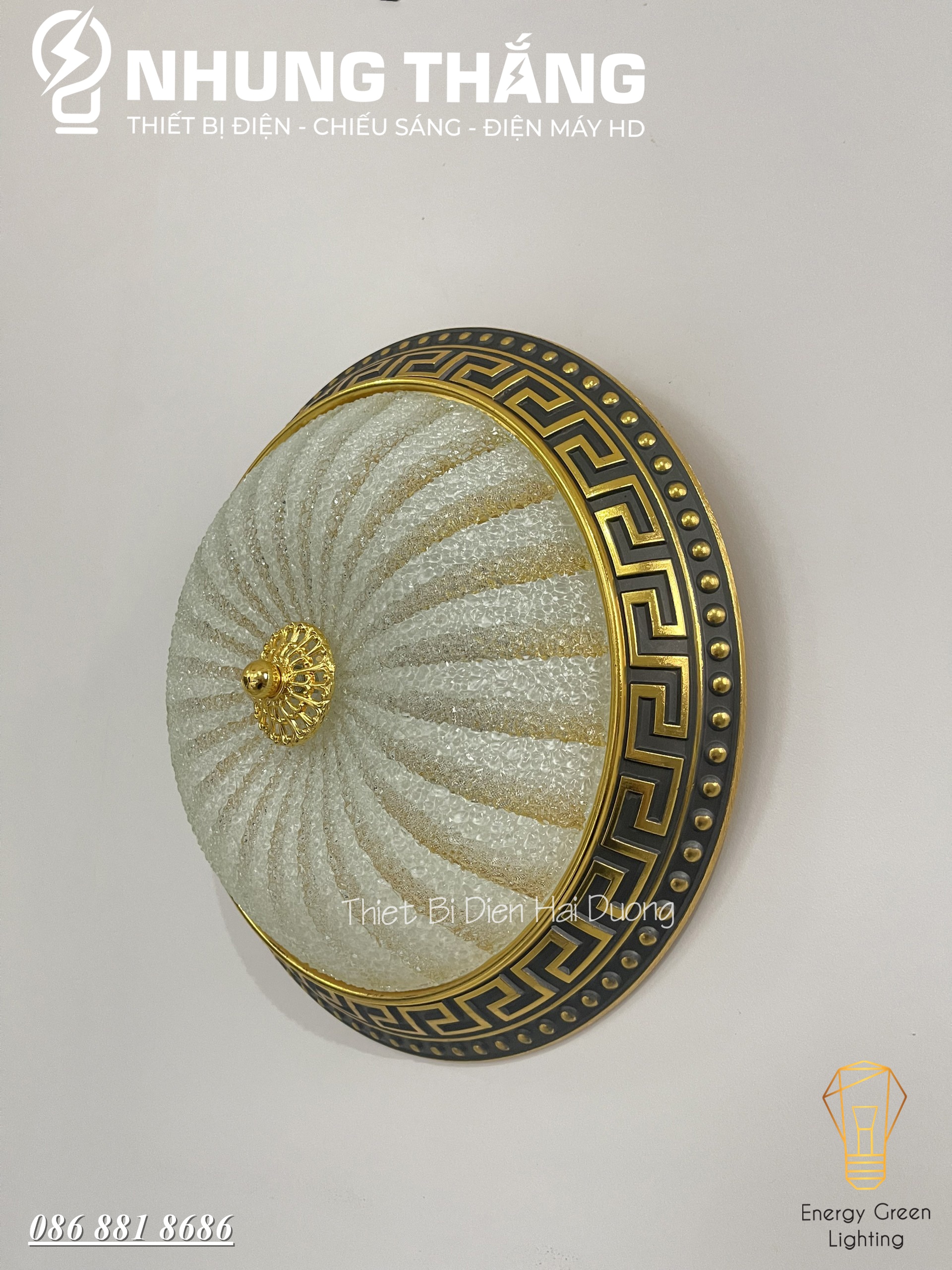 Đèn Ốp Trần Đa Giác OT-022DA Decor Phong Cách Vintage - Đường Kính 40cm - 3 Chế Độ Ánh Sáng - Có Video