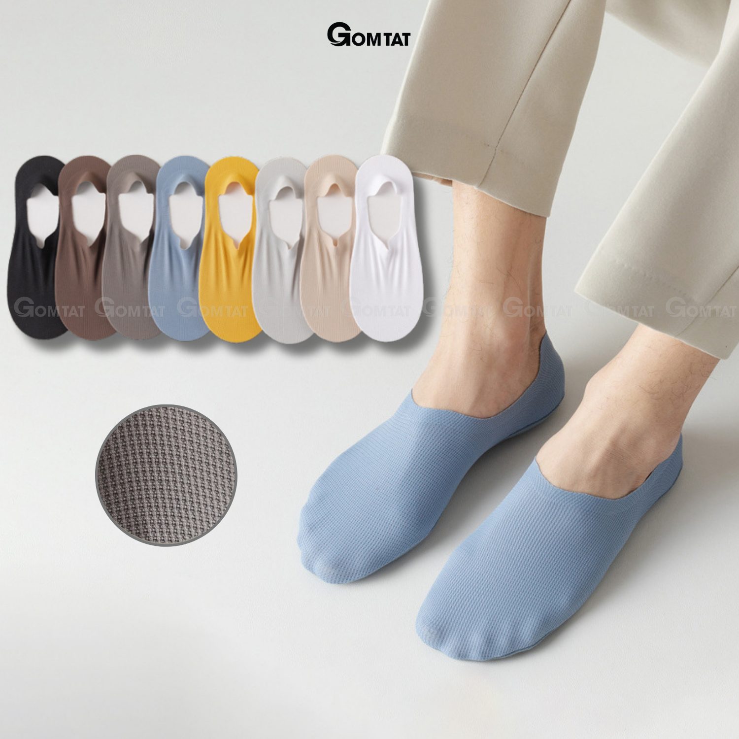 Tất vớ lười nam GOMTAT có đệm cao su chống tuột gót, chất liệu cotton hút ẩm khử mùi tốt - HNA-OYU-1501-1DOI