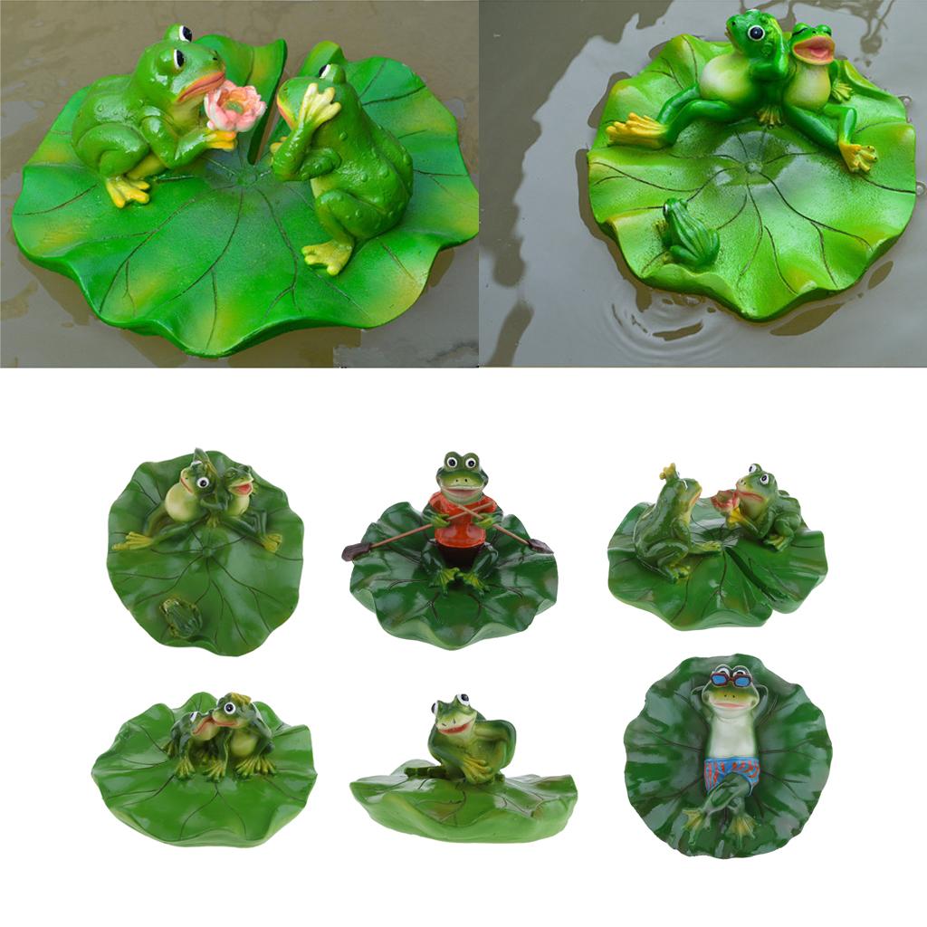 6 Type True to Nature Water Floating Ornament Pond Lily Lotus Leaf Frog Garden Pond Fishpond Summer Swimming Pool Decor