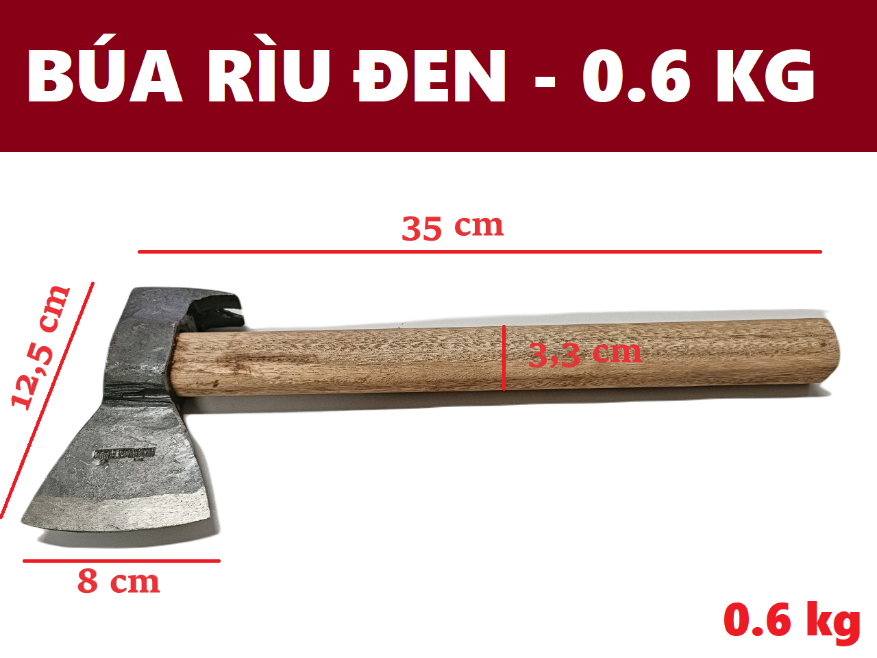 Búa rìu nhíp đen 0.6 kg